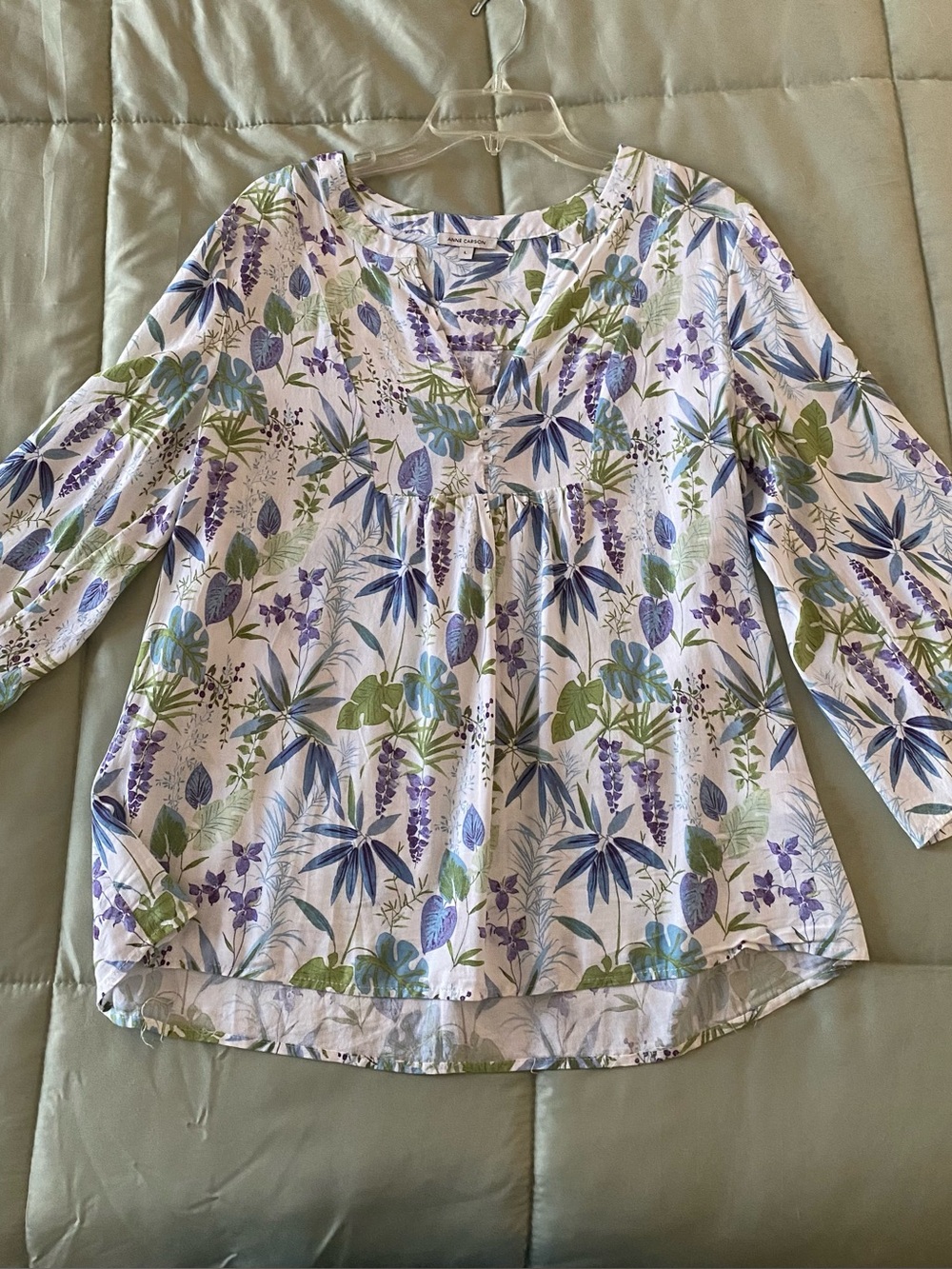 Floral Print Tunic Top - Purple & Green